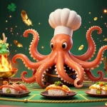 La scène dynamique du casino en ligne légal en France avec un chef sushi poulpe et un dragon vert était inoubliable.