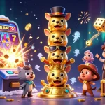Illustration de jeux captivants dans un casino en ligne légal en France avec des machines à sous et de l'or