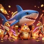Illustration dynamique autour de casino en ligne France légal avec un roi hamster doré et des gardes en armure de perles.