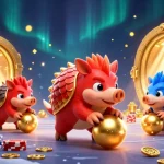 Découvrez une illustration 3D d'un jeu de casino en ligne France légal avec des pangolins et des trésors scintillants.